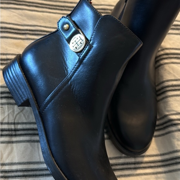 Tommy Hilfiger Black Ankle Boots with Silver Buckle - Picture 1 of 5